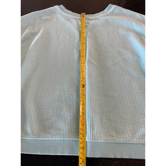Ladies Corded aqua color Cropped sweatshirt FLORA-BAMA 100% Cotton L - Picture 10 of 10
